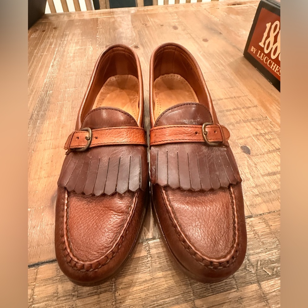 Allen Edmonds Brown Leather Kiltie Strap Loafers